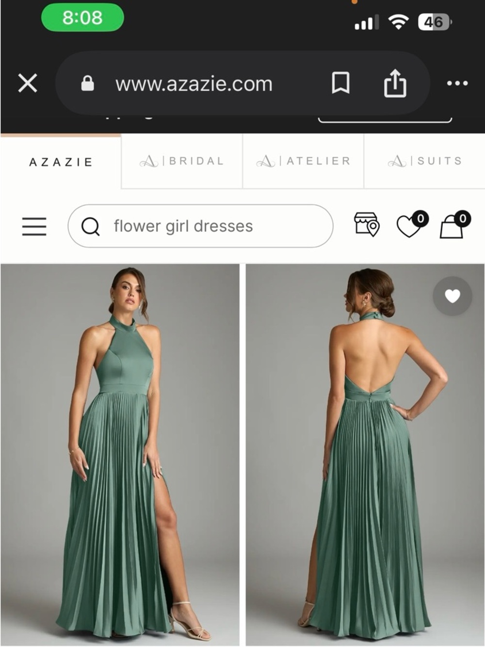 Azazie Sienna eucalyptus stretch satin bridesmaid dress